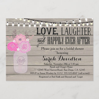 Invitation Rustique Floral Rose Blush
