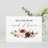 Invitation Rustique Floral Serez-vous ma servante d'honneur 2 (Debout devant)