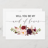 Invitation Rustique Floral Serez-vous ma servante d'honneur 2 (Devant / Derrière)
