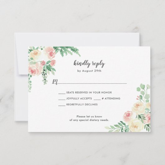Invitation Rustique Floral String Lights mariage buffet RSVP (Dos)