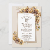 Invitation Rustique Floral Surprise 18e fête d'anniversaire (Devant)