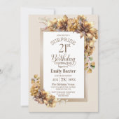 Invitation Rustique Floral Surprise 21e fête d'anniversaire (Devant)