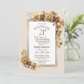 Invitation Rustique Floral Surprise 21e fête d'anniversaire (Debout devant)