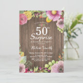 Invitation Rustique Floral Surprise 50e anniversaire Invitati (Debout devant)
