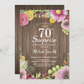 Invitation Rustique Floral Surprise 70e anniversaire Invitati (Devant / Derrière)