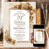 Invitation Rustique Floral Surprise 70e fête d'anniversaire