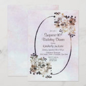 Invitation Rustique Floral Surprise 90e anniversaire Dîner (Devant / Derrière)