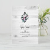 Invitation Rustique Floral Terrarium QR Code Jardin Mariage (Debout devant)