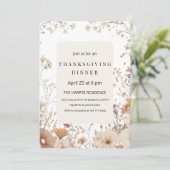 Invitation Rustique Floral Thanksgiving Dîner Neutre (Debout devant)