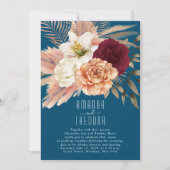 Invitation Rustique Floral Turquoise Mariage Réception Invita (Devant)