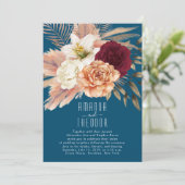 Invitation Rustique Floral Turquoise Mariage Réception Invita (Debout devant)