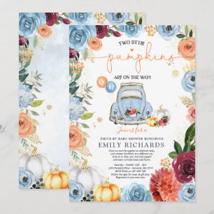 Invitation Rustique Floral Twin Citrouille Drive Par Baby sho