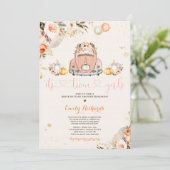 Invitation Rustique Floral Twin Citrouille Drive Par Baby sho (Debout devant)