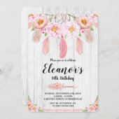 Invitation rustique florale d'anniversaire de Boho (Devant / Derrière)