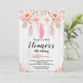 Invitation rustique florale d'anniversaire de Boho (Debout devant)