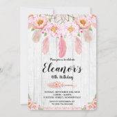 Invitation rustique florale d'anniversaire de Boho (Devant)