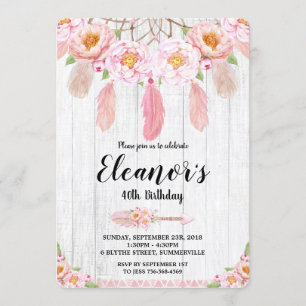 Invitation rustique florale d'anniversaire de Boho