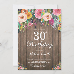 Invitation Rustique Florale pour les 30 ans de Nai