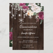 Invitation Rustique Florale pour Quinceañera (Devant / Derrière)