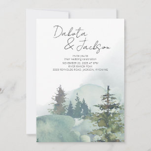 Invitation Rustique Foggy Forest Mountain Destination Mariage