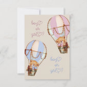 Invitation Rustique Garçon ou fille rose bleu ours sexe révél (Dos)