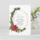 Invitation Rustique géométrique Poinsettia Fête des mariées d (Debout devant)