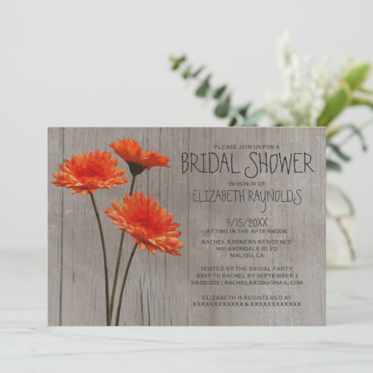 Invitation Rustique Gerbera Daisy (Debout devant)