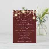 Invitation Rustique Gold Lights Jar Bourgogne Mariage Rose (Debout devant)