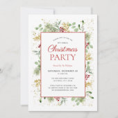 Invitation Rustique Gold Winter Greenery Fête de Vacances (Devant)