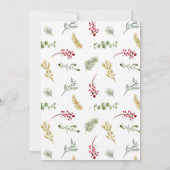 Invitation Rustique Gold Winter Greenery Fête de Vacances (Dos)