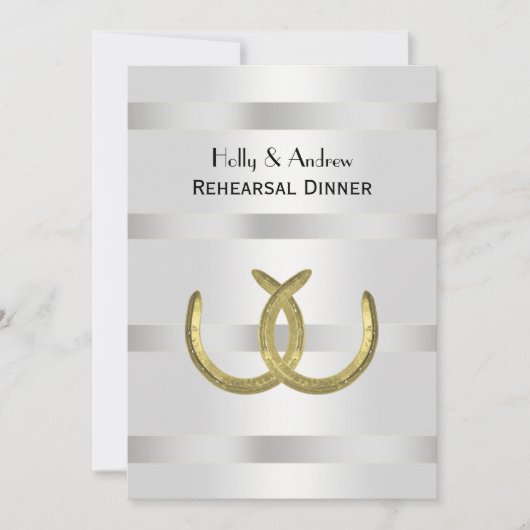 Invitation Rustique Golden Horseshoe Argent Wht V Répétition (Devant)