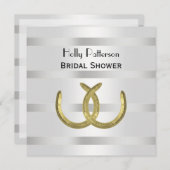 Invitation Rustique Golden Horseshoe Silver Wht Fête des mari (Devant / Derrière)