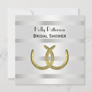 Invitation Rustique Golden Horseshoe Silver Wht Fête des mari