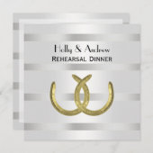Invitation Rustique Golden Horseshoe Silver Wht Rehearsal Din (Devant / Derrière)