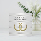 Invitation Rustique Golden Horseshoe Silver Wht Rehearsal Din (Debout devant)
