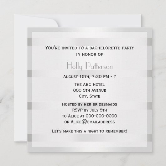 Invitation Rustique Golden Horseshoe Silver Wht SQ Bacheloret (Dos)