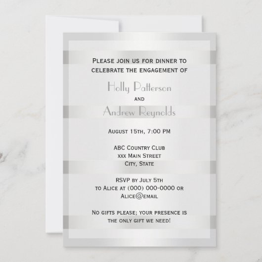 Invitation Rustique Golden Horseshoe Silver Wht V Fiançailles (Dos)