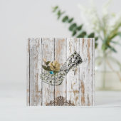 Invitation rustique grange bois bohème mariage bohème (Debout devant)