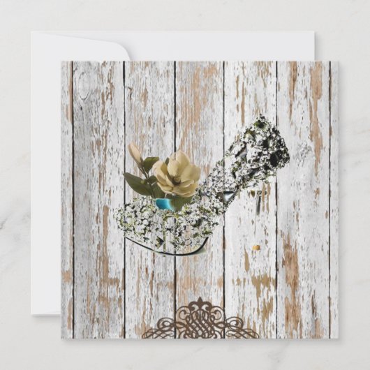 Invitation rustique grange bois bohème mariage bohème (Devant)