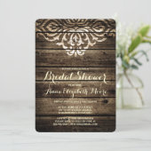 Invitation Rustique Grange Bois Damas nuptiale de douche Invi (Debout devant)