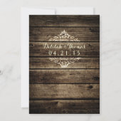 Invitation Rustique Grange Bois Damask Vintage Wedding Invita (Dos)