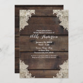Invitation Rustique Grange Bois & dentelle Romantique Mariage (Devant / Derrière)