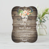 Invitation Rustique Grange Bois Floral Antler Hunt sur Mariag (Debout devant)