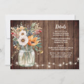 Invitation Rustique Grange Bois Floral Pays Tout en un Mariag (Dos)