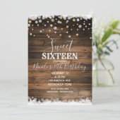 Invitation Rustique Grange Bois Or Argent hiver Sweet 16 Part (Debout devant)