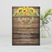 Invitation Rustique Grange Bois Tournesols Wreath Antlers Mar (Debout devant)