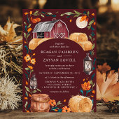 Invitation Rustique Grange Bourgogne Automne Lanterne Florale