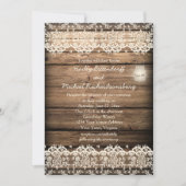 Invitation Rustique Grange Dentelle en bois Mason Jar Mariage (Devant)