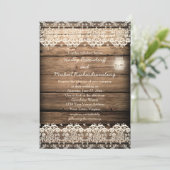 Invitation Rustique Grange Dentelle en bois Mason Jar Mariage (Debout devant)