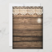 Invitation Rustique Grange Dentelle en bois Mason Jar Mariage (Dos)